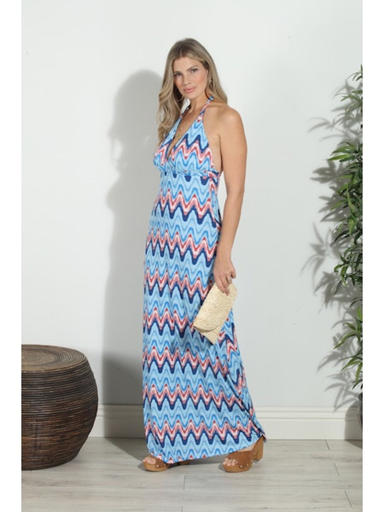 Veronica M Tiano Halter Maxi Dress-Maxi Dresses-Veronica M-Deja Nu Boutique, Women's Fashion Boutique in Lampasas, Texas