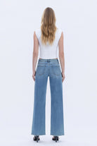 Vervet by Flying Monkey High Rise Rhinestone Embellished Wide Leg Jeans in Hamptons Wash-Jeans-Vervet by Flying Monkey-Deja Nu Boutique, Women's Fashion Boutique in Lampasas, Texas