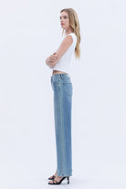Vervet by Flying Monkey High Rise Rhinestone Embellished Wide Leg Jeans in Hamptons Wash-Jeans-Vervet by Flying Monkey-Deja Nu Boutique, Women's Fashion Boutique in Lampasas, Texas