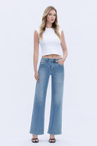 Vervet by Flying Monkey High Rise Rhinestone Embellished Wide Leg Jeans in Hamptons Wash-Jeans-Vervet by Flying Monkey-Deja Nu Boutique, Women's Fashion Boutique in Lampasas, Texas