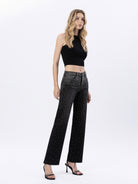 Vervet by Flying Monkey High Rise Rhinestone Slim Wide Leg Jeans in Prowess-Jeans-Vervet by Flying Monkey-Deja Nu Boutique, Women's Fashion Boutique in Lampasas, Texas