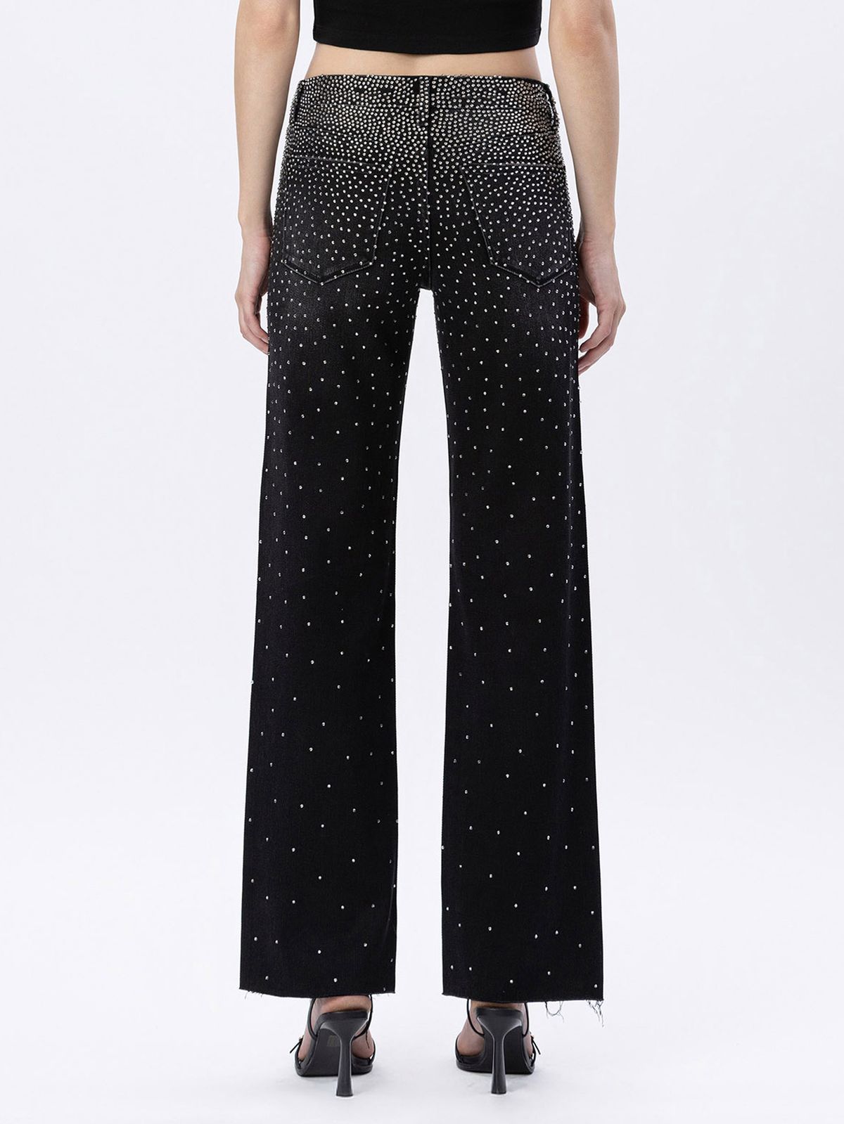 Vervet by Flying Monkey High Rise Rhinestone Slim Wide Leg Jeans in Prowess-Jeans-Vervet by Flying Monkey-Deja Nu Boutique, Women's Fashion Boutique in Lampasas, Texas