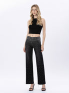 Vervet by Flying Monkey High Rise Rhinestone Slim Wide Leg Jeans in Prowess-Jeans-Vervet by Flying Monkey-Deja Nu Boutique, Women's Fashion Boutique in Lampasas, Texas