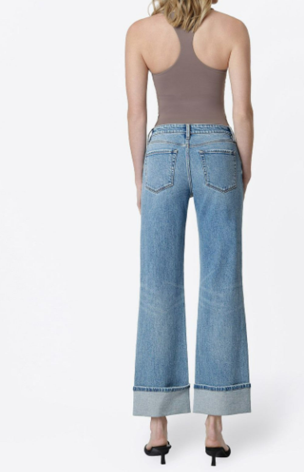 Vervet by Flying Monkey Mid Rise Distressed Cuffed Slim Wide Jeans | Glitz Wash-Jeans-Vervet by Flying Monkey-Deja Nu Boutique, Women's Fashion Boutique in Lampasas, Texas