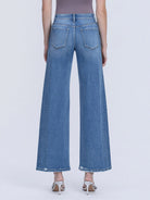 Vervet by Flying Monkey Mid Rise Medium Wash Stone Embellished Wide Jeans in Glow-Jeans-Vervet by Flying Monkey-Deja Nu Boutique, Women's Fashion Boutique in Lampasas, Texas