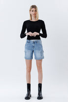 Vervet by Flying Monkey Mid Rise Pocket Detail Wide Bermuda Shorts in Radiant Flow-Shorts-Vervet by Flying Monkey-Deja Nu Boutique, Women's Fashion Boutique in Lampasas, Texas