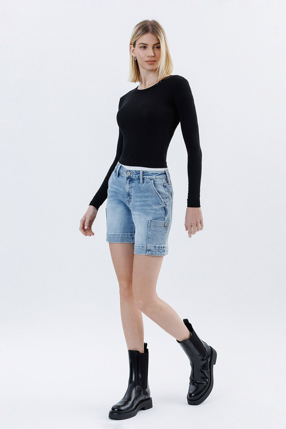 Vervet by Flying Monkey Mid Rise Pocket Detail Wide Bermuda Shorts in Radiant Flow-Shorts-Vervet by Flying Monkey-Deja Nu Boutique, Women's Fashion Boutique in Lampasas, Texas