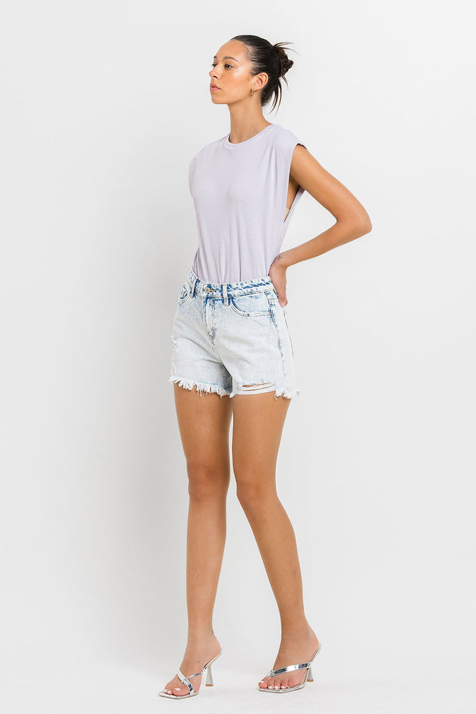 Vervet by Flying Monkey Miraculous - High Rise Distressed Shorts Light-Shorts-Vervet by Flying Monkey-Deja Nu Boutique, Women's Fashion Boutique in Lampasas, Texas