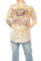 Vintage Goa Taupe Paisley Patchwork Shirt With Vintage Wash-Tops-Vintage Goa-Deja Nu Boutique, Women's Fashion Boutique in Lampasas, Texas