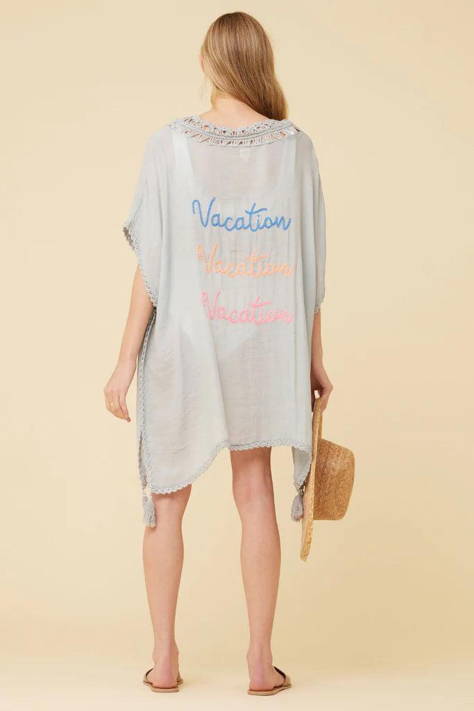 Vintage Havana Dusty Blue "Vacation" Coverup-Outerwear-Vintage Havana-Deja Nu Boutique, Women's Fashion Boutique in Lampasas, Texas
