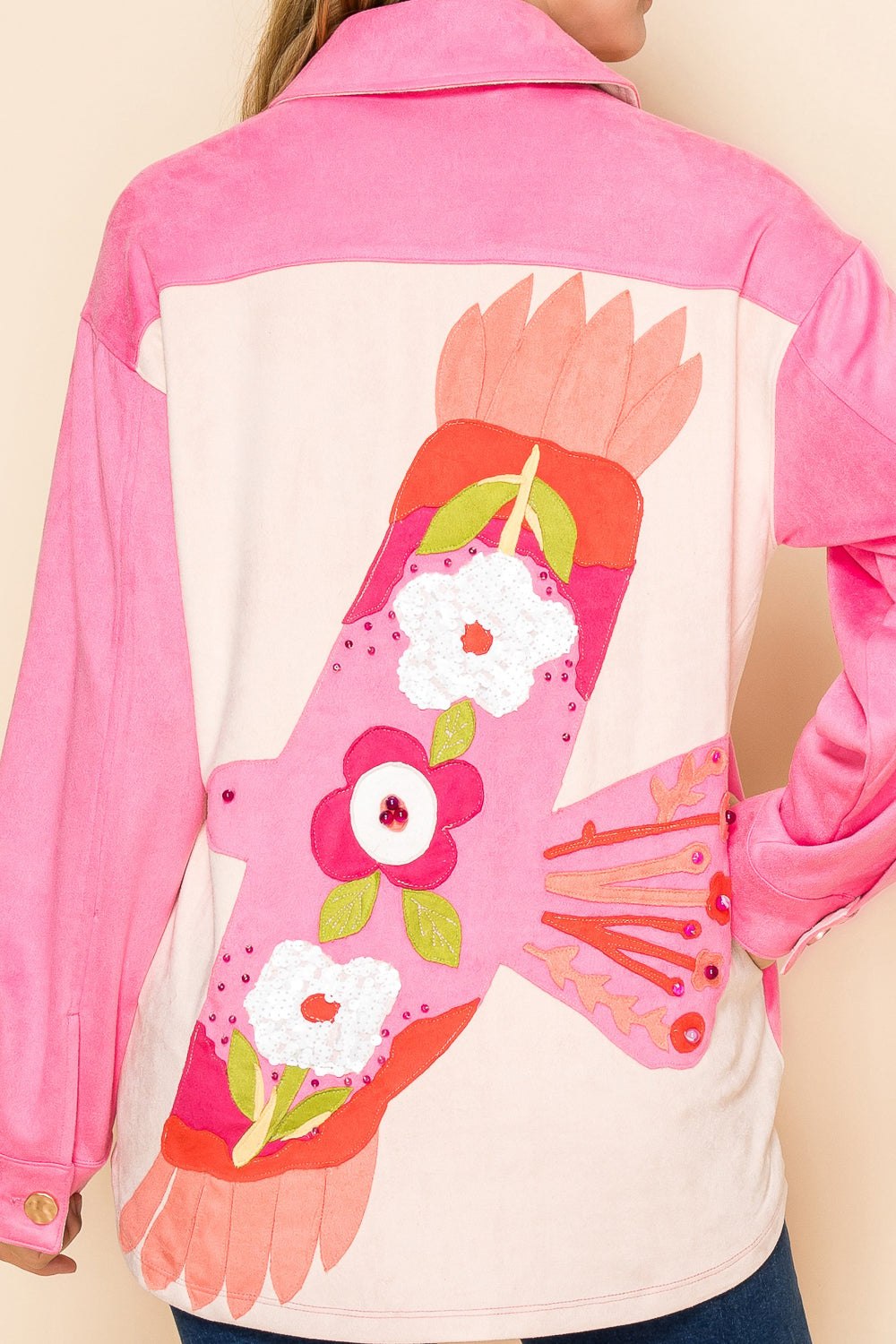 W.A.Y Suede Button Down Shirt in Hot Pink Dove of Peace-shirts-WAY-Deja Nu Boutique, Women's Fashion Boutique in Lampasas, Texas