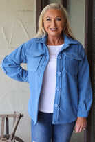 W.A.Y Wonderful And Young Blue Fuzzy Jacket-Jackets-WAY-Deja Nu Boutique, Women's Fashion Boutique in Lampasas, Texas