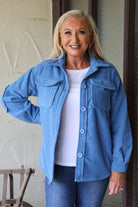 W.A.Y Wonderful And Young Blue Fuzzy Jacket-Jackets-WAY-Deja Nu Boutique, Women's Fashion Boutique in Lampasas, Texas