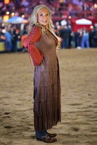 W.A.Y Wonderful & Young Western Tiered Long Fringe Suede Vest In Brown-Vest-WAY-Deja Nu Boutique, Women's Fashion Boutique in Lampasas, Texas