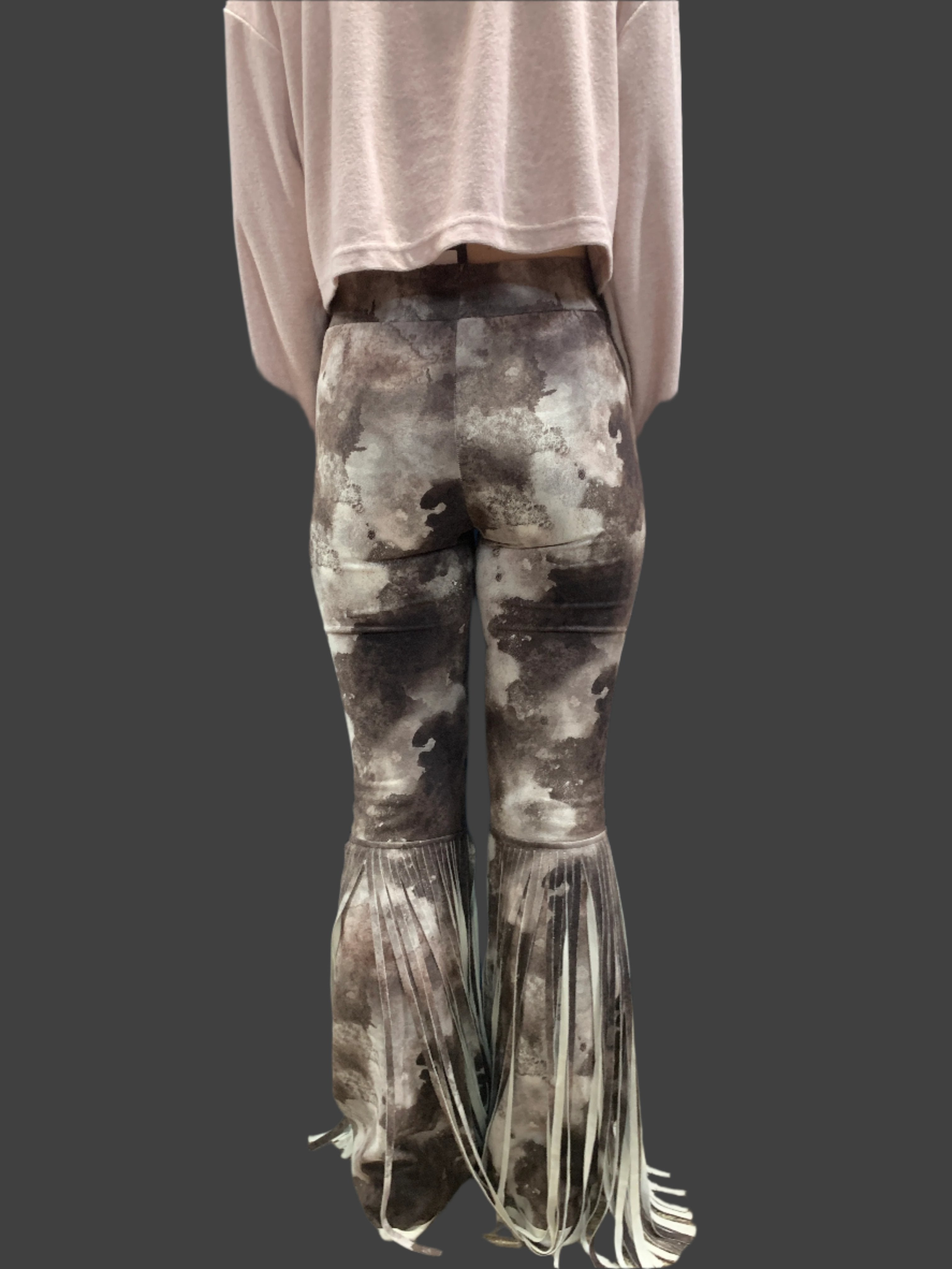 WAY Tie Dye Faux Suede Fringe Bell Bottoms-Bottoms-WAY-Deja Nu Boutique, Women's Fashion Boutique in Lampasas, Texas