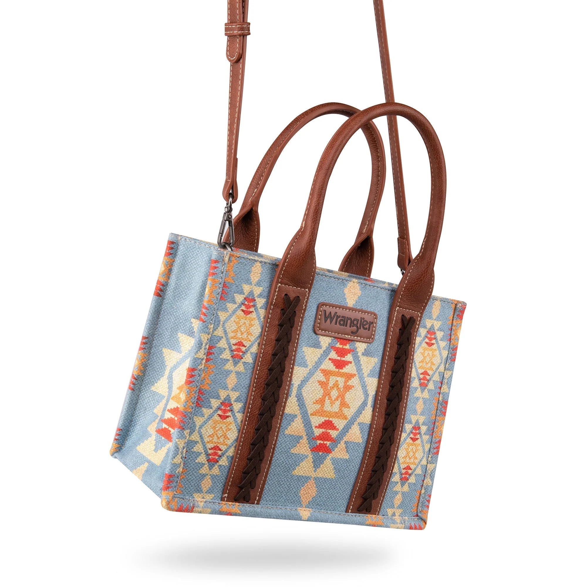 WG2202-8120SBR Wrangler Southwestern Print Small Canvas Tote/Crossbody-Handbags, Wallets & Cases-Wrangler-Deja Nu Boutique, Women's Fashion Boutique in Lampasas, Texas
