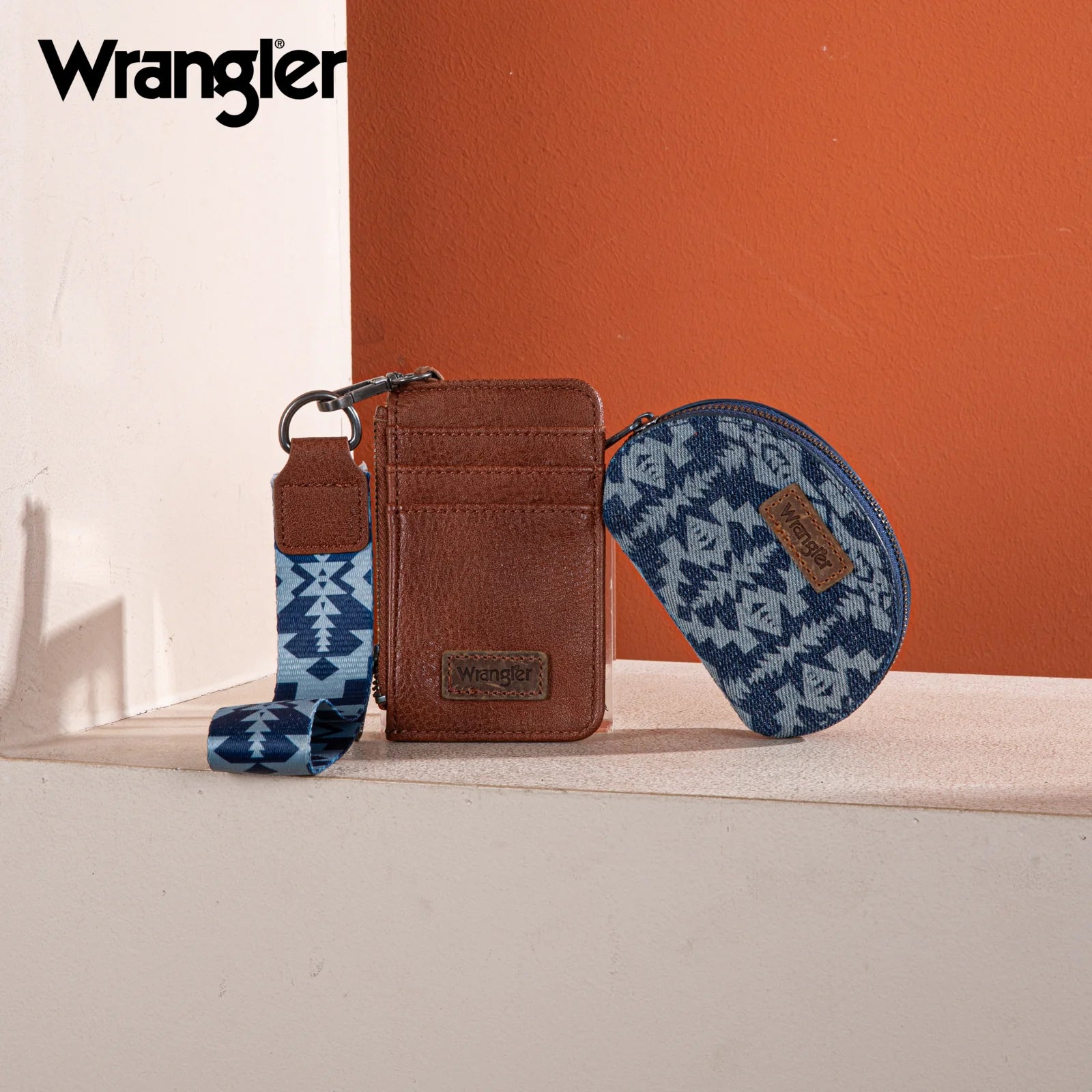 WG2212-W0051 Wrangler Southwestern Art Print Dual Pouch Wristlet -Jean-Handbags, Wallets & Cases-Wrangler-Deja Nu Boutique, Women's Fashion Boutique in Lampasas, Texas
