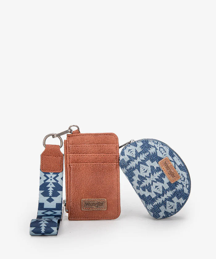 WG2212-W0051 Wrangler Southwestern Art Print Dual Pouch Wristlet -Jean-Handbags, Wallets & Cases-Wrangler-Deja Nu Boutique, Women's Fashion Boutique in Lampasas, Texas