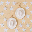 Western Glitter Cowboy Hat Earrings In Black or White-Earrings-Deja Nu Tx-Deja Nu Boutique, Women's Fashion Boutique in Lampasas, Texas