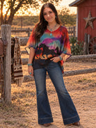 W.A.Y Wonderful & Young Printed Mesh Horse Poncho-poncho-WAY-Deja Nu Boutique, Women's Fashion Boutique in Lampasas, Texas