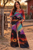W.A.Y Wonderful & Young Wild Horses Printed Mesh Wide Leg Pants-Pants-WAY-Deja Nu Boutique, Women's Fashion Boutique in Lampasas, Texas