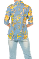 Women’s Magazine Light Blue Floral Printed Tunic-Tops-Magazine Clothing-Deja Nu Boutique, Women's Fashion Boutique in Lampasas, Texas