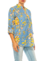 Women’s Magazine Light Blue Floral Printed Tunic-Tops-Magazine Clothing-Deja Nu Boutique, Women's Fashion Boutique in Lampasas, Texas