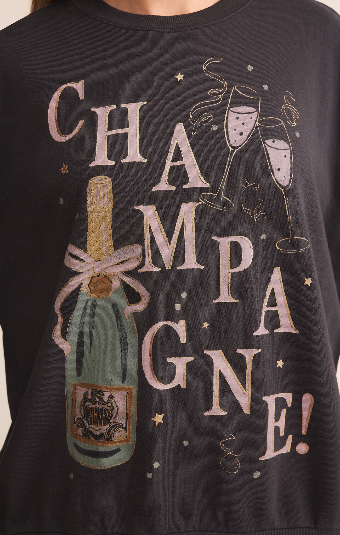 Z Supply Lounge Celebrate Sunday Sweatshirt In Black Sand-sweatshirt-Z Supply Lounge-Deja Nu Boutique, Women's Fashion Boutique in Lampasas, Texas