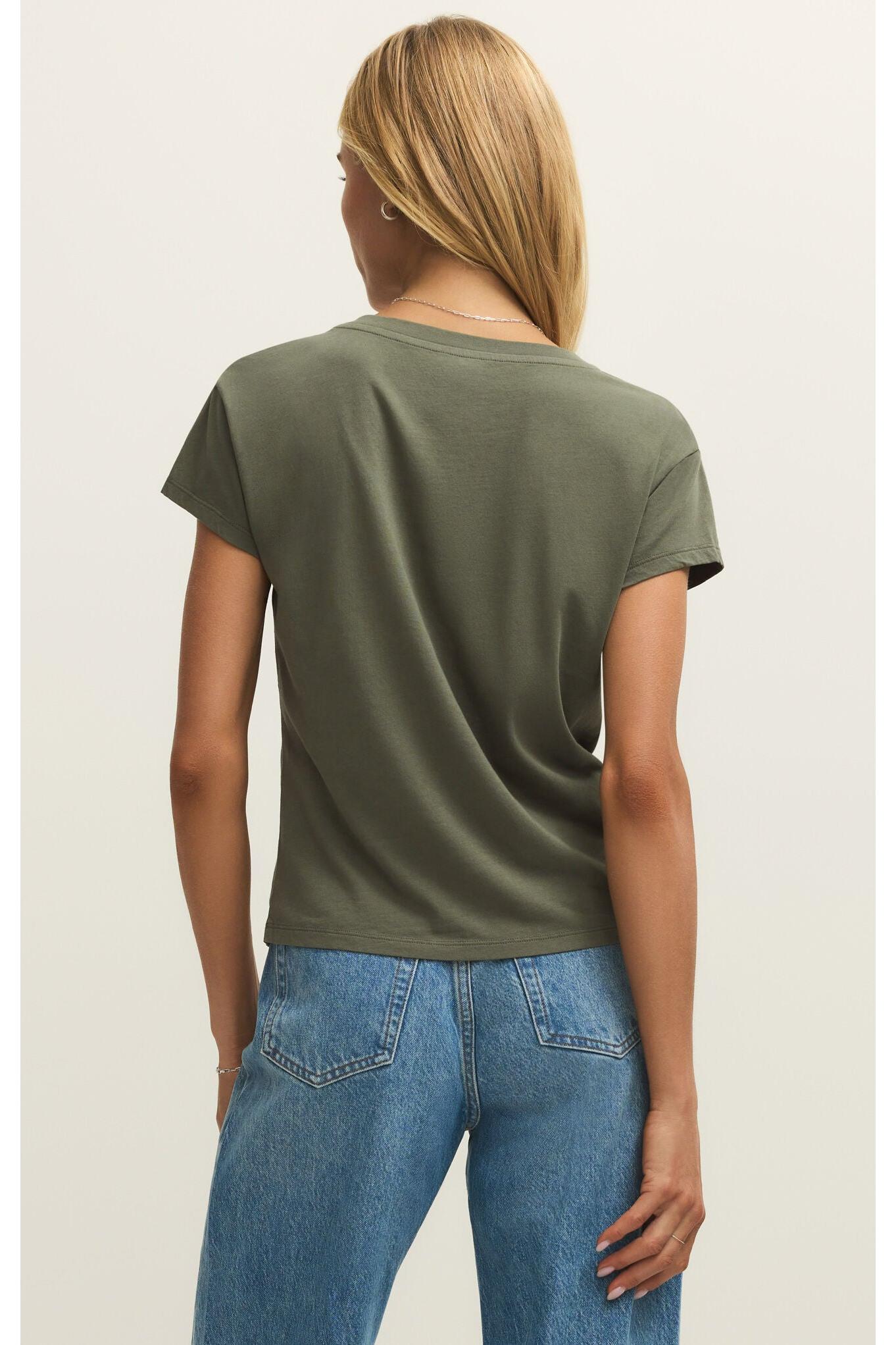 Z SUPPLY Modern V-Neck Tee in Tea Leaf (ZT261577)-Tops-Z Supply-Deja Nu Boutique, Women's Fashion Boutique in Lampasas, Texas