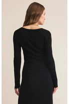 Z SUPPLY Tibi Scoop Mesh Sweater Top in Black – Fitted & Sleek-Sweaters-Z Supply-Deja Nu Boutique, Women's Fashion Boutique in Lampasas, Texas