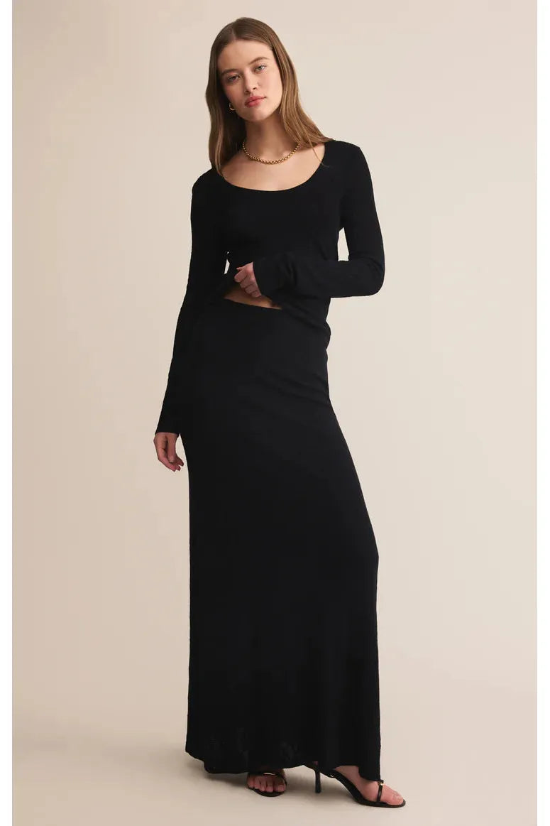 Z SUPPLY Tibi Scoop Mesh Sweater Top in Black – Fitted & Sleek-Sweaters-Z Supply-Deja Nu Boutique, Women's Fashion Boutique in Lampasas, Texas