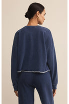 Z Supply Circuit Knit Denim Sweatshirt in Indigo-Tops-Z Supply-Deja Nu Boutique, Women's Fashion Boutique in Lampasas, Texas