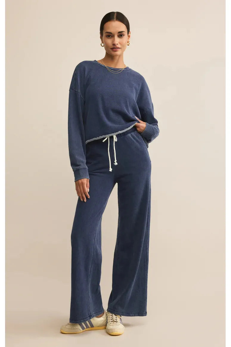 Z Supply Circuit Knit Denim Sweatshirt in Indigo-Tops-Z Supply-Deja Nu Boutique, Women's Fashion Boutique in Lampasas, Texas