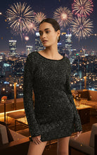 Z Supply La Marca Sequin Mini Dress in Black-Dresses-Z Supply-Deja Nu Boutique, Women's Fashion Boutique in Lampasas, Texas