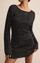 Z Supply La Marca Sequin Mini Dress in Black-Dresses-Z Supply-Deja Nu Boutique, Women's Fashion Boutique in Lampasas, Texas