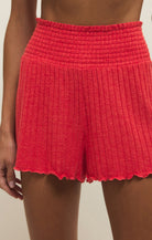 Z Supply Lounge Dawn Smocked Rib Short in Crimson Crush-Lounge Wear-Z Supply Lounge-Deja Nu Boutique, Women's Fashion Boutique in Lampasas, Texas