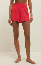 Z Supply Lounge Dawn Smocked Rib Short in Crimson Crush-Lounge Wear-Z Supply Lounge-Deja Nu Boutique, Women's Fashion Boutique in Lampasas, Texas