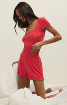 Z Supply Lounge Dawn Smocked Rib Short in Crimson Crush-Lounge Wear-Z Supply Lounge-Deja Nu Boutique, Women's Fashion Boutique in Lampasas, Texas