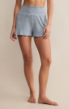 Z Supply Lounge Dawn Smocked Rib Short in Light Denim-Shorts-Z Supply Lounge-Deja Nu Boutique, Women's Fashion Boutique in Lampasas, Texas