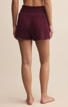 Z Supply Lounge Dawn Smocked Rib Short in Merlot-Bottoms-Z Supply Lounge-Deja Nu Boutique, Women's Fashion Boutique in Lampasas, Texas