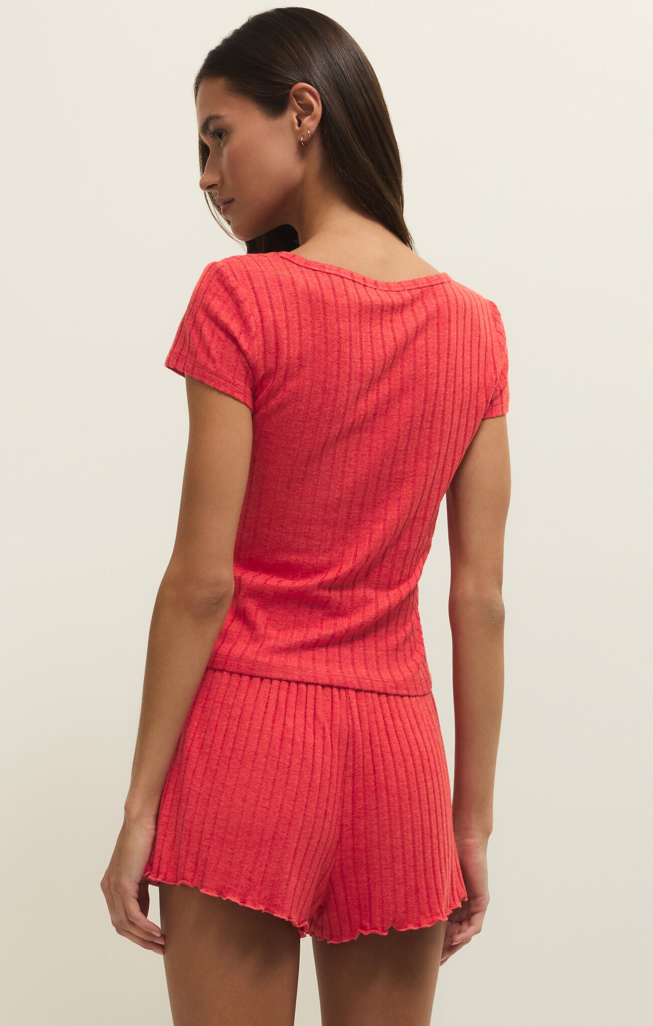 Z Supply Lounge Flower Market Rib Tee in Crimson Crush-Lounge Wear-Z Supply Lounge-Deja Nu Boutique, Women's Fashion Boutique in Lampasas, Texas