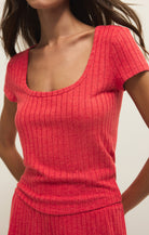 Z Supply Lounge Flower Market Rib Tee in Crimson Crush-Lounge Wear-Z Supply Lounge-Deja Nu Boutique, Women's Fashion Boutique in Lampasas, Texas