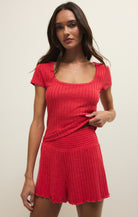 Z Supply Lounge Flower Market Rib Tee in Crimson Crush-Lounge Wear-Z Supply Lounge-Deja Nu Boutique, Women's Fashion Boutique in Lampasas, Texas