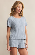 Z Supply Lounge Kara Rib Tee in Light Denim-Lounge Wear-Z Supply Lounge-Deja Nu Boutique, Women's Fashion Boutique in Lampasas, Texas
