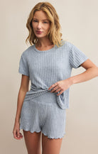 Z Supply Lounge Kara Rib Tee in Light Denim-Lounge Wear-Z Supply Lounge-Deja Nu Boutique, Women's Fashion Boutique in Lampasas, Texas