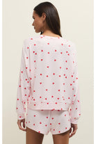 Z Supply Lounge Mira Heart Long Sleeve Top in Pink Marshmallow-Tops-Z Supply Lounge-Deja Nu Boutique, Women's Fashion Boutique in Lampasas, Texas