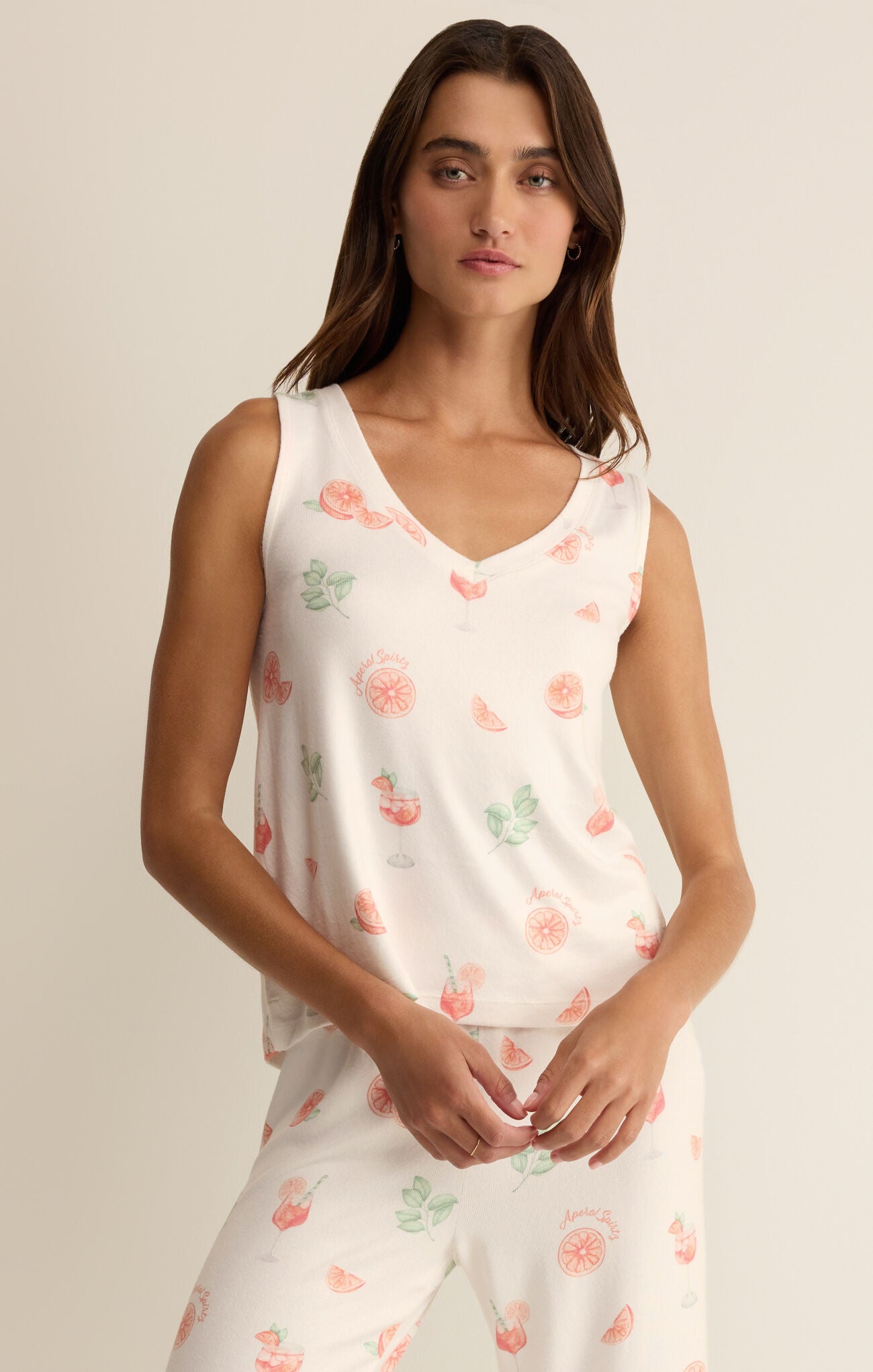 Z Supply Lounge Spritz Tank in White-Lounge Wear-Z Supply Lounge-Deja Nu Boutique, Women's Fashion Boutique in Lampasas, Texas