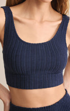 Z Supply Lounge Zoe Rib Tank Bra in Blue Sapphire-Bra/Bralette-Z Supply Lounge-Deja Nu Boutique, Women's Fashion Boutique in Lampasas, Texas