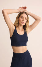 Z Supply Lounge Zoe Rib Tank Bra in Blue Sapphire-Bra/Bralette-Z Supply Lounge-Deja Nu Boutique, Women's Fashion Boutique in Lampasas, Texas