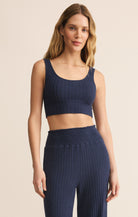 Z Supply Lounge Zoe Rib Tank Bra in Blue Sapphire-Bra/Bralette-Z Supply Lounge-Deja Nu Boutique, Women's Fashion Boutique in Lampasas, Texas